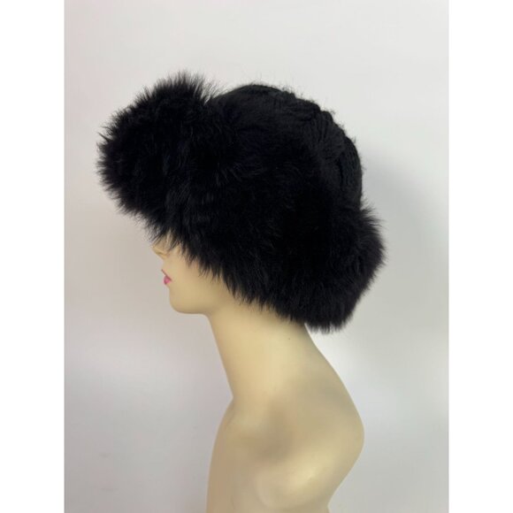 Vintage Neiman Black Fuzzy Hat 55% Wool 45% Acrylic Made In Italy Womens Winter main image 6